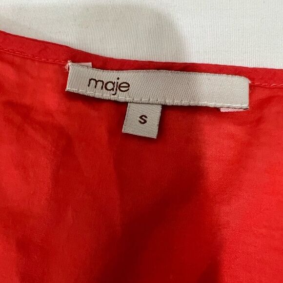 Maje Babe Short Sleeve Orange Flowy Mini Dress New Size Small - Picture 5 of 12